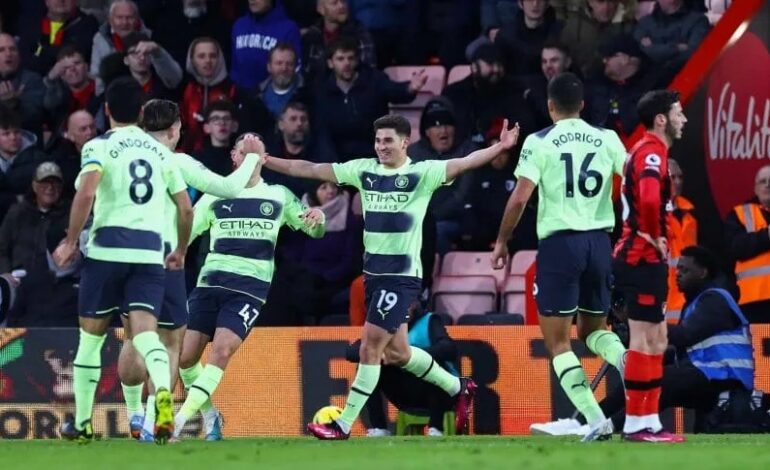  Con el aporte goleador de Julián Álvarez, Manchester City goleó al Bournemouth