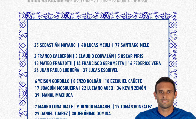 Unión presentó la lista de elegidos para recibir a Racing en el 15 de abril
