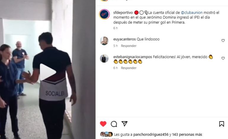 Se hizo viral: así entró al IPEI hoy Jero Dómina tras hacer su primer gol en Unión