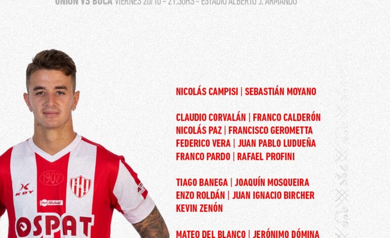 Unión presentó la lista de concentrados para visitar a Boca