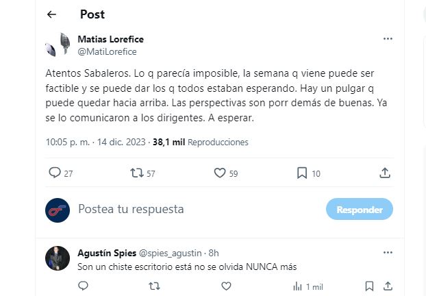 ¿Qué dice Lorefice? El periodista de LT10 informa que el recurso de Colón para no descender podría prosperar