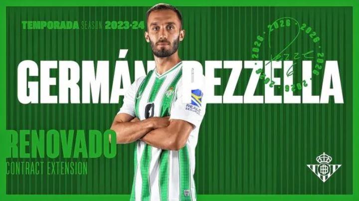 Germán Pezzella renovó su contrato con el Real Betis