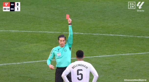VIDEO LA INCREÍBLE EXPULSIÓN DE BELLINGHAM con el Real Madrid en ventaja