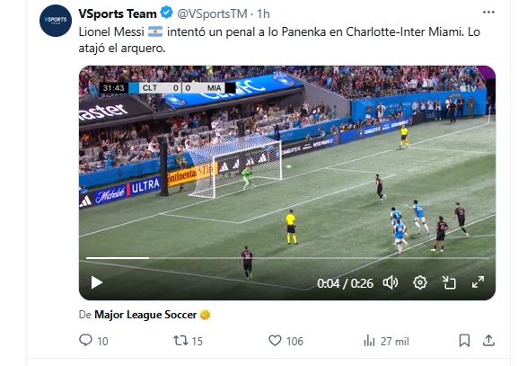 VIDEO INCREÍBLE Leo Messi PICÓ un penal, se lo atajó el arquero y Charlotte se puso en ventaja ante Inter Miami