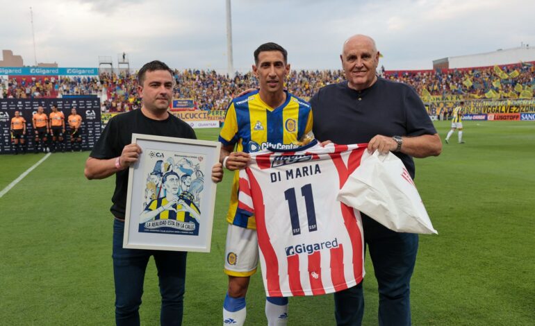 Unión homenajeó a Di María en el Estadio 15 de Abril