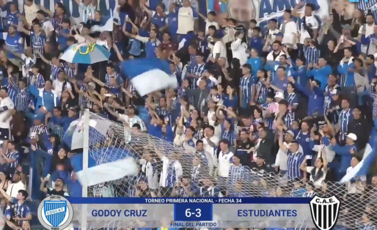 PALIZA DE GODOY CRUZ: Festival de goles ante Estudiantes (BA) para seguir soñando con la cima